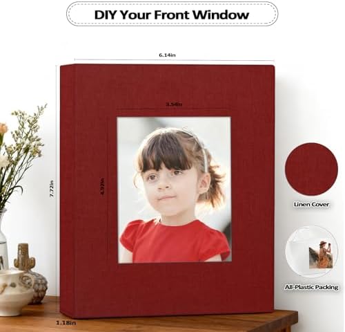 Popotop 2 Pack Photo Album 5x7 Pictures, Small Linen Slip-in Photo Albums Book for 80 Photos with 40 Pockets, Birthday Gifts for Women Mom Family Baby