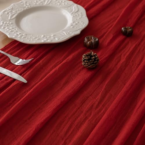 Red Cheesecloth Table Runner 120 Inches Fall Christmas Party Decorations
