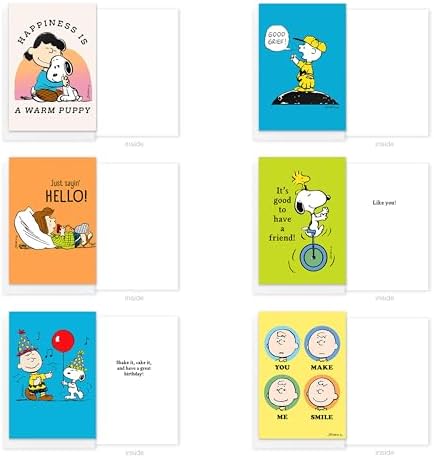 American Greetings 33-Count All-Occasion Peanuts Card Pack, Assorted Classic Peanuts Characters