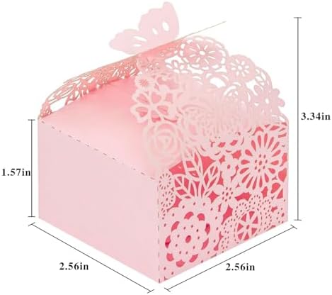Laser Cut Butterfly Favor Boxes, Pink, 50pcs
