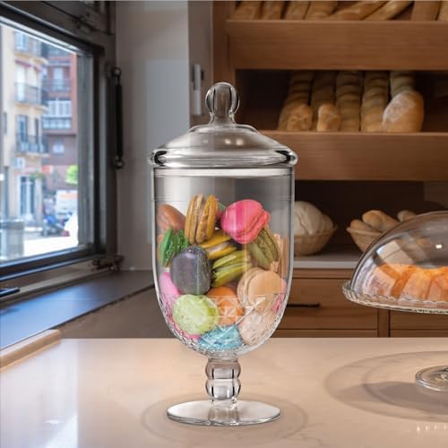 Apothecary Jar with Airtight Lid in Premium Acrylic Plastic, Decorative Weddings Candy Buffet, Elegant Storage Jar, 50-Ounce