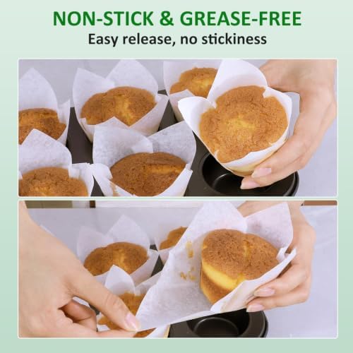 Caperci 150pcs White Tulip Cupcake Liners for Baking Parchment Muffin Cups