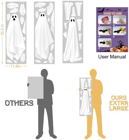 Halloween White Ghost Window Mirror Clings Decal Decorations Large 35.5''