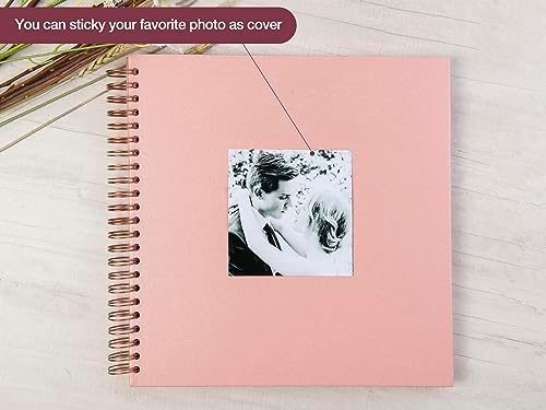 potricher 12 x 12 Inch Large DIY Scrapbook Photo Album 80 Pages, Pink