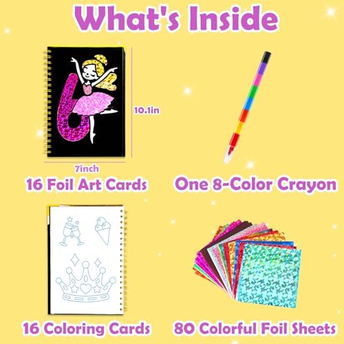 FUNNYB&G Foil Art Craft Kit for Kids, Sparkly Birthday Gift Toy for Kids