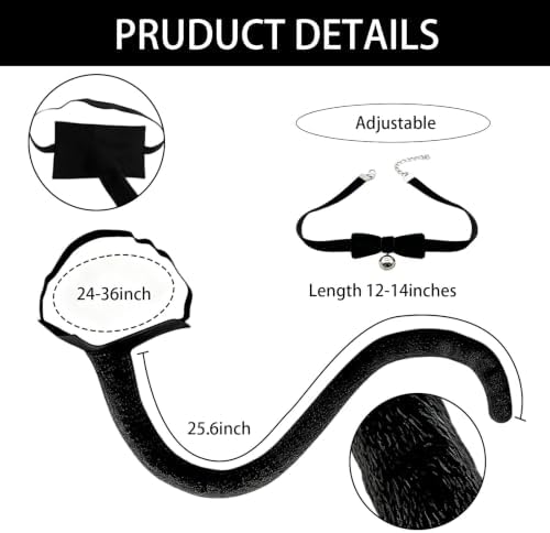 Cat Woman Costume 5-pc Accessory Kit with Cat Ear Headband & Claw Gloves