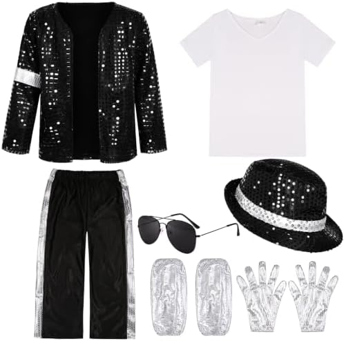 Kids Dance Star Costume for Boys 80s 90s Pop Stage Outfits for Halloween