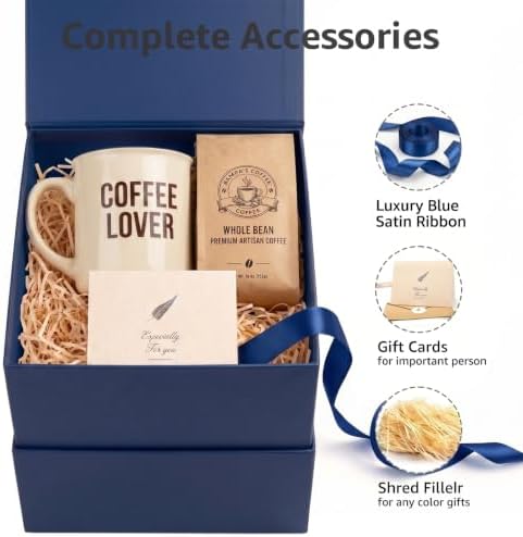 LIFELUM Navy Blue Gift Box for Groomsmen with Magnetic Lid, 7"x7"x7"