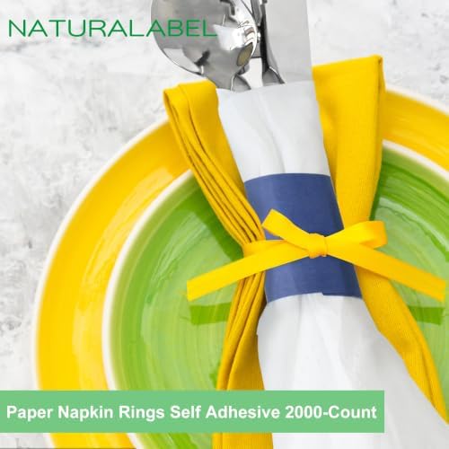 NATURALABEL Self-Adhesive Napkin Bands, Pack of 2,000, Navy Blue
