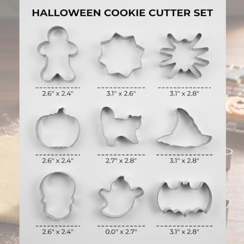 Halloween Cookie Cutters,9 Piece Stainless Steel Metal Cookie Cutter Shapes