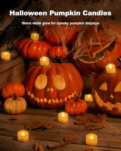 Homemory 50-Pack Flameless Tea Lights Candles Battery Operated, 200+ Hours
