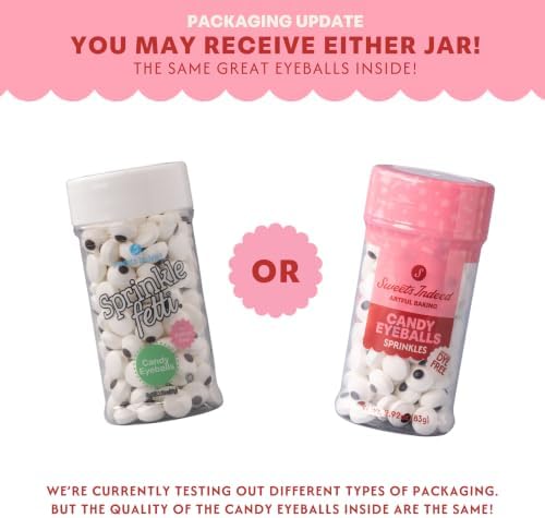 Sweets Indeed Dye Free Candy Eyeballs, 1 cm Edible Eyes, 200 Count, 2.92 oz