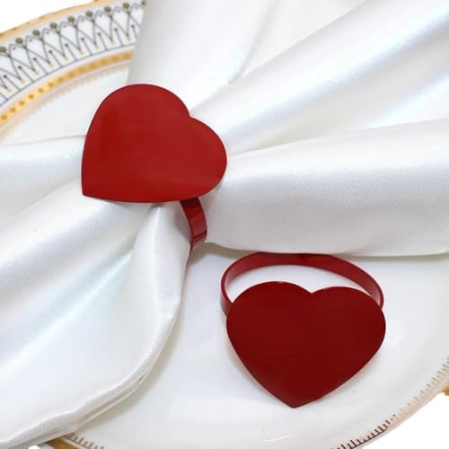 6 PCS Love Heart Valentine's Day Napkin Rings, Metal Napkin Holders, Mother's Day Wedding Valentine's Day Dinner Home Table Decorations Party Supplies