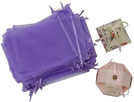 Wudygirl 100 PCS 5"x7" Organza Bags Lilac Gift Bags with Drawstring