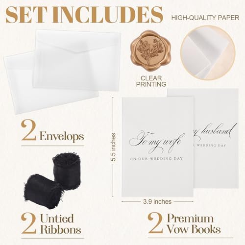 Ngrowtic 2 Set Wedding Vow Books to My Husband Wife, Black