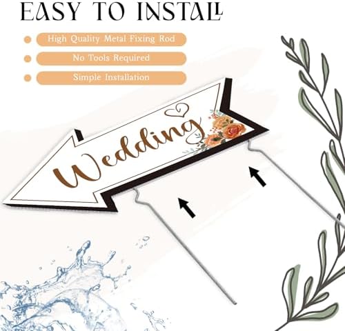 Wenqik 10 Pcs Fall Wedding This Way Directional Parking Signs Rustic Floral