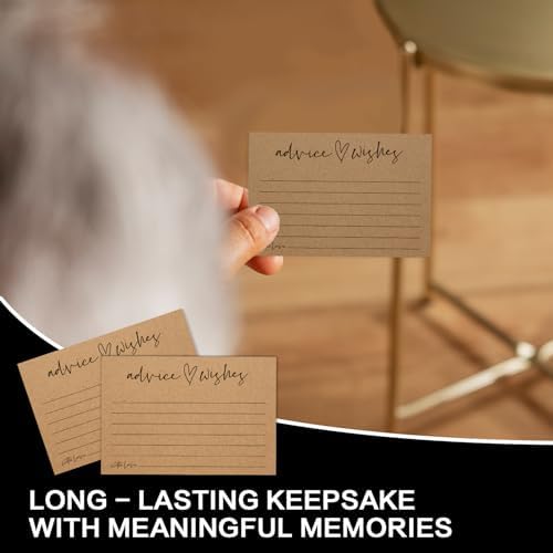 Advice and Wishes Cards Set with Message Notes and Keepsake Options, Guest Book Alternative for Baby Shower, Wedding, Bridal Shower, Graduation and Birthday Celebrations (50, Brown, White Color Set)