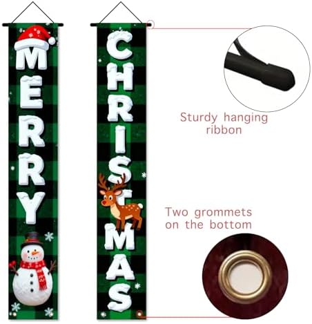 Nuxovilar Merry Christmas Porch Banners Set 12x71 Inches Polyester