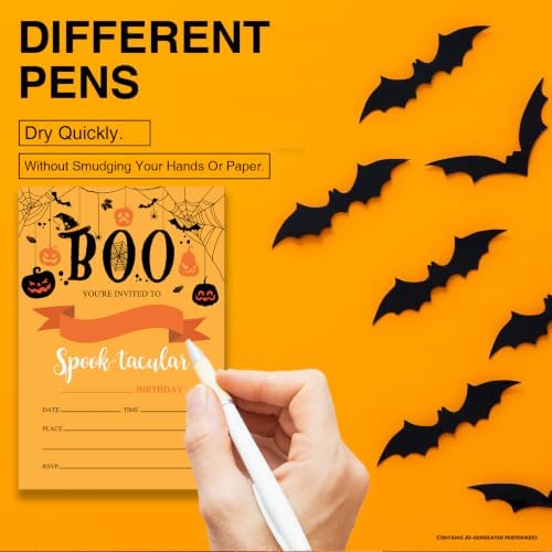 Dumyum 20 Halloween Birthday Invitations with Envelopes
