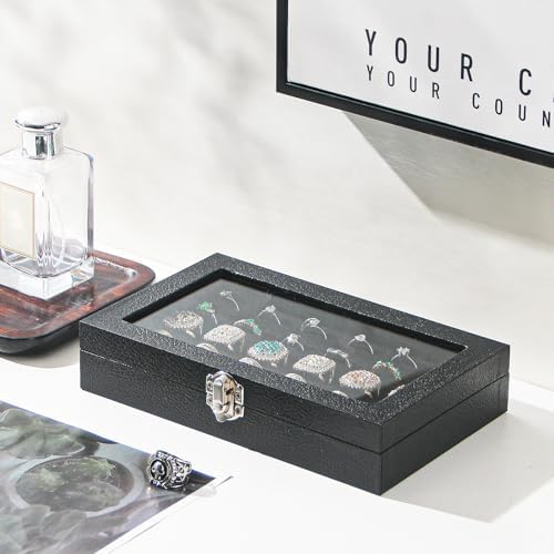 Ring Organizer Box for Jewelry,Rings Cufflinks Storage Case,Black