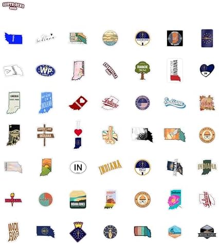 100Pcs Indiana Sticker for Water Bottle and Laptop - State Souvenirs, Decorations & Gifts, Waterproof Vinyl Decals, Gifts for Women & Men