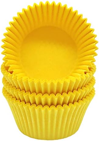 Premium Yellow Greaseproof Cupcake Liners Muffin Paper Baking Cups Standard Size, 100-Count