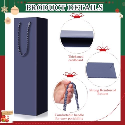 Fulmoon 80 Pack Wine Gift Bag Bulk, 4"x3.5"x14" Wine Bag, Dark Blue