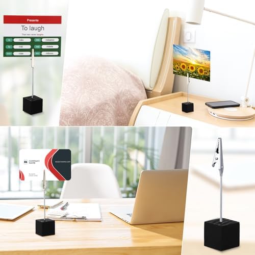 100 Pcs Cube Base Memo Clip Holder with Alligator Clip, Black