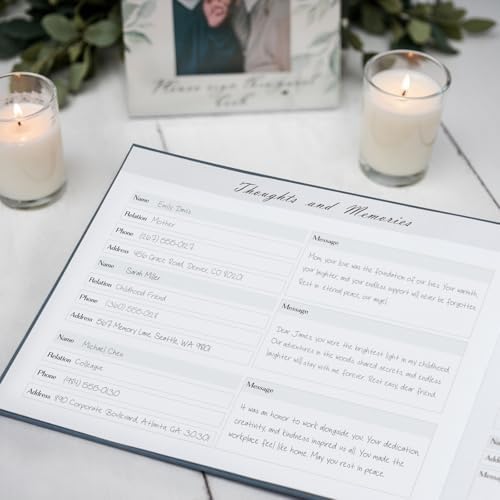 Funeral Guest Book - Celebration of Life Guest Book with Rollerball Pen for Memorial Service - Funeral Memory Sign in Books for Over 300+ Guests - Funeral Decorations with In Loving Memory Table Sign