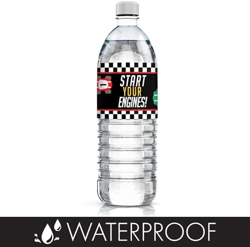Race Car Birthday Water Bottle Labels, 20 Count
