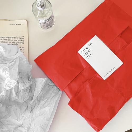 OHOME Christmas Tissue Paper - 100 Sheets 20"x14" Red Green White Wrapping Paper | Christmas Decorations Decor for Gift Bags Boxes - Xmas Navidad Holiday Party Favors Supplies