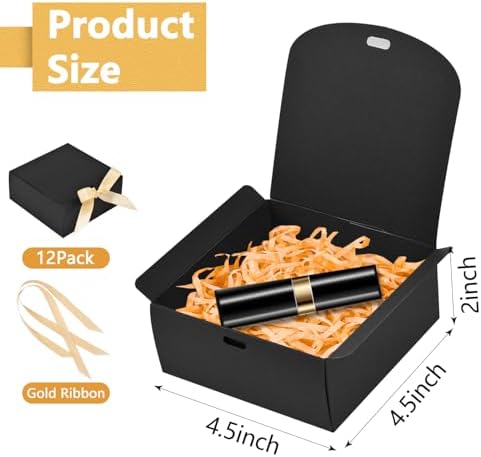 WLUSEAXI 12 Pack Small Gift Boxes with Lids for Presents, Black Gift Boxes