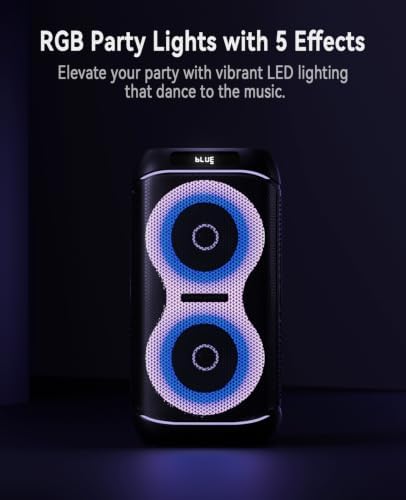 GKDT63 Karaoke Machine with 2 Rechargeable Wireless Microphones, 600W Portable Bluetooth PA Party Speaker with Wheels & Pull Handle, TWS Stereo, LED Lights,DSP Vocal Priority for Adult Outdoor Parties