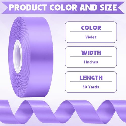 1In 30Yards Violet Satin Ribbon for Flower Bouquet Birthday Wedding Party