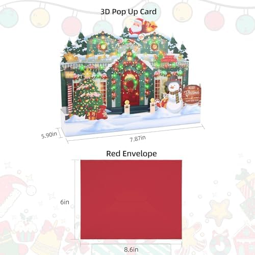 XTF2015 Christmas Greeting Cards 3D Pop Up Christmas Card