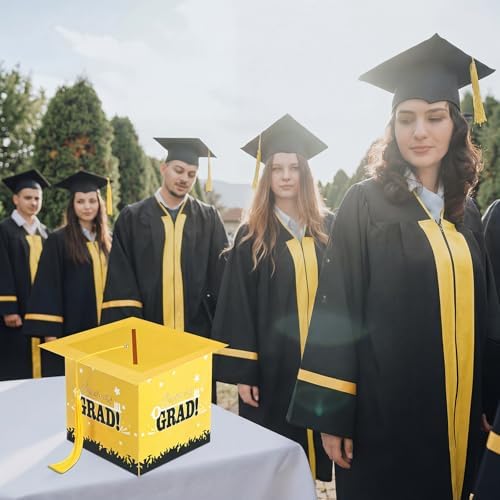 Outus 2026 Graduation Card Box with Tassel Grad Cap,Yellow,Stylish
