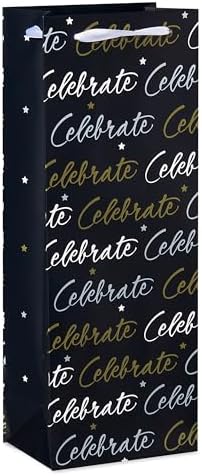 American Greetings Multi Design Wine Gift Bags, Black, Gold and Silver (5 Bags)