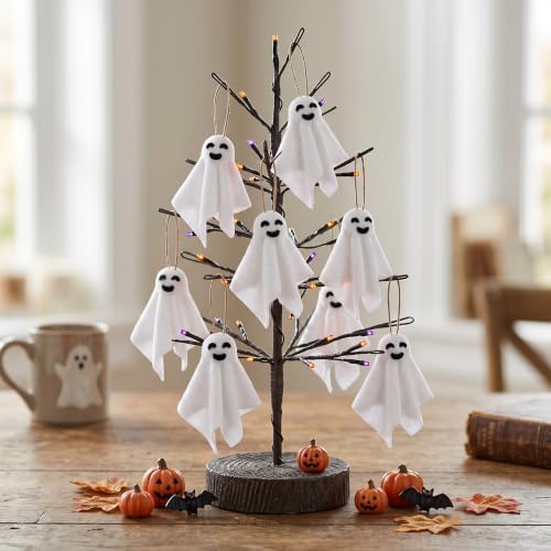 24 Pcs Halloween Hanging Ghost Cloth Decoration Small White Ghost Ornaments