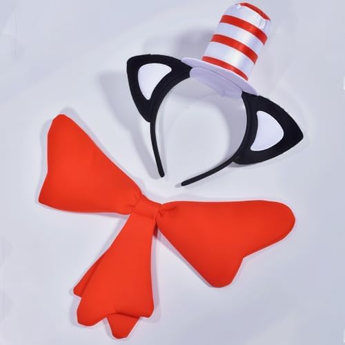 Halloween Red and White Striped Stovepipe Top Hat for Dress Up Adults Women