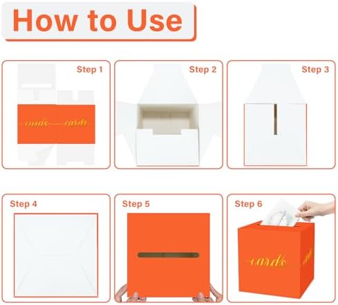 Orange and Gold Foil Card Box for Party, 8.7", 1 Pack