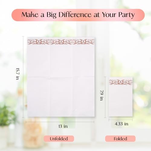 Vplus 400 Pack Paper Napkins, Soft Dinner Napkins, 3 Ply, Rose Gold