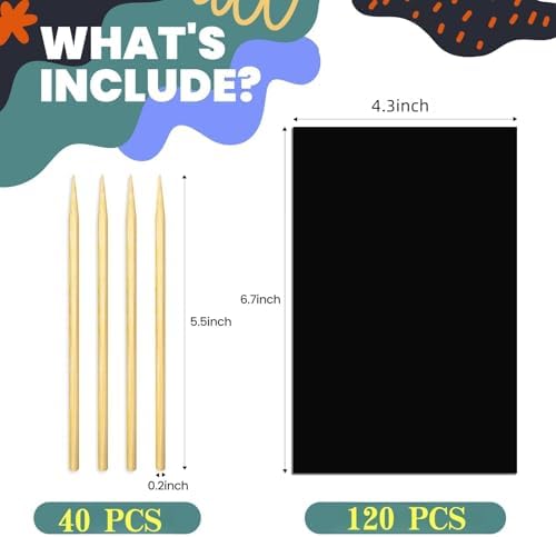 Cityrosy Rainbow Scratch Art Paper Sets Arts Crafts Supplies for Kid160 Pcs