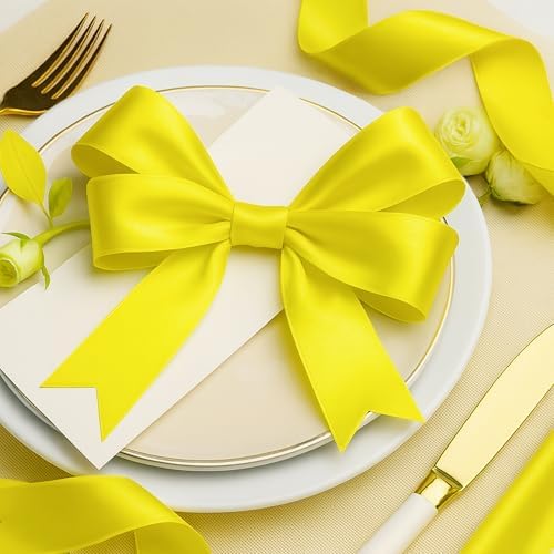 1 1/2 in 30 Yards Lemon Yellow Ribbon for Gift Wrapping Birthday Holiday
