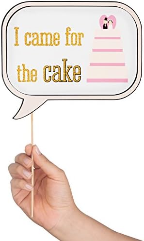 Wedding Photo Booth Props with 8 x 10-Inch Sign, 45 Adhesive Pads, 35 Wooden Sticks - Signs for Wedding Backdrop and Selfie Station