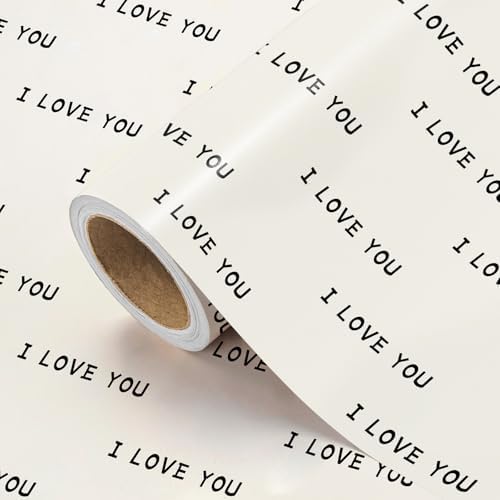 WRAPAHOLIC Valentines Day Wrapping Paper Roll - Mini Roll - 17 Inch x 16.5 Feet - I Love You Wrapping Paper for Valentine's Day, Anniversary, Wedding, Birthday