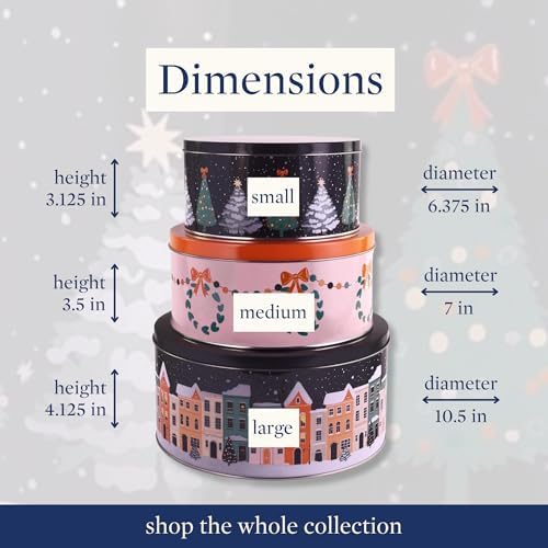 Steel Mill & Co. Round Cookie Tin Set of 3, Twas the Night Before Christmas