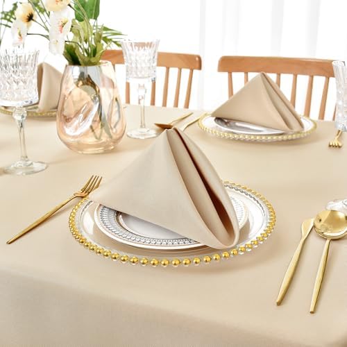 Beige Cloth Napkins Set of 6 Washable Dinner Napkins, 18X18 in