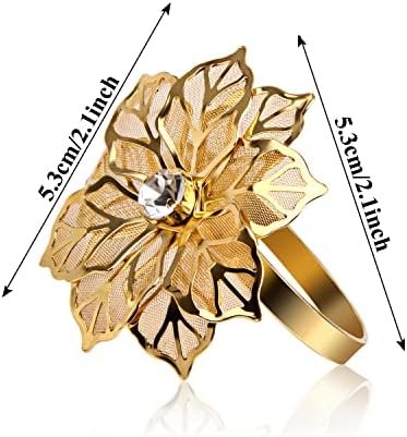 12 Pack Gold Napkin Rings and Cloth Napkins Set of 6, 17x17 Satin Cocktail Napkins Bulk Table Napkins Holder for Wedding Reception Personalized Napkins Bridal Shower for Party Decorative