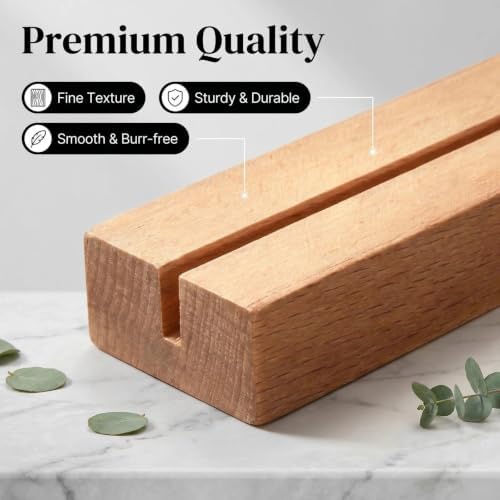 Worown 12 Pack Natural Wood Place Card Holders, Wooden Table Number Holder, Wooden Photo & Menu Stands for Wedding, Banquet, Party Home Decoration (4.1 X 1.2 X 0.6 Inch)