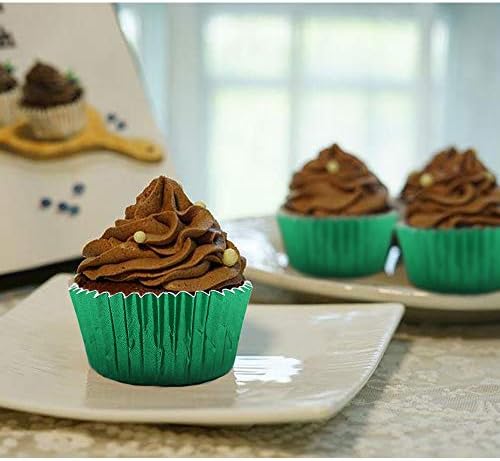 Green Foil Cupcake Liners,GOLF 100 Pack Metallic Baking Cups Standard Size